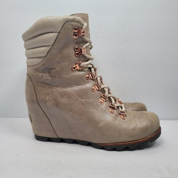 Sorel Conquest Holiday Women's Taupe Wedge Boots NL2771-2714 US Size 10 - Picture 1 of 11